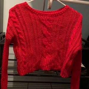 red crotchet sweater